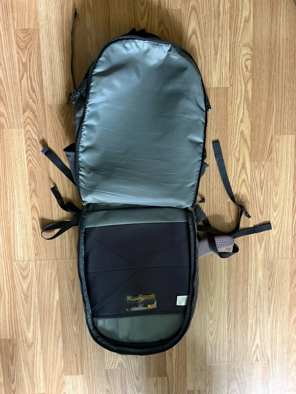 The North Face surge Gray & Black Backpack with Multiple Pockets